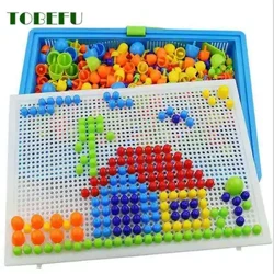 296 Cái/bộ Hộp-Đóng Gói Hạt Nấm Móng Tay Hạt Thông Minh 3D Trò Chơi Xếp Hình Bảng Ghép Hình Cho Trẻ Em Trẻ Em Đồ Chơi Giáo Dục