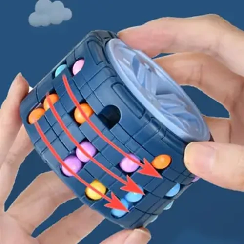 3D Cylinder Cube Toy Magical Bean Gyro Rotate Slide Pusselspel Lindra stress Barn Pedagogiska Montessori Spädbarn Leksaker Present