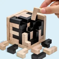3D Cube Puzzle Luban Interlocking Creative Educational Wood Toy Toy Brain IQ Mind I ke aʻo mua ʻana i ka pāʻani makana no nā keiki Letter 54T