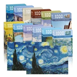 Kids Montessori Toy Mini Jigsaw Puzzle 1000 Pieces Intelligence Puzzles Difficult for Adult Landscape Painting Decompression Toy