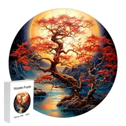 Drevené puzzle Jesenná farba stromček jemná darčeková krabička Darček na Valentína Nepravidelný tvar zvieratka Vianočné puzzle Dekompresia pre dospelých
