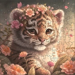 Tiger-Holzpuzzle, Kunst, einzigartiges Tierform-Puzzle, Reliefspielzeug, Familie für Erwachsene, Puzzles, DIY-Freizeitspiele, 3D-Puzzle für Kinder
