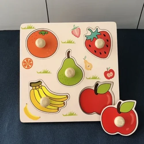 Planche à gratter à main pour bébé, jouets Puzzle Montessori, planche à gratter en bois, dessin animé assorti, planche de nidification des ongles, jouet éducatif d'intelligence pour enfants