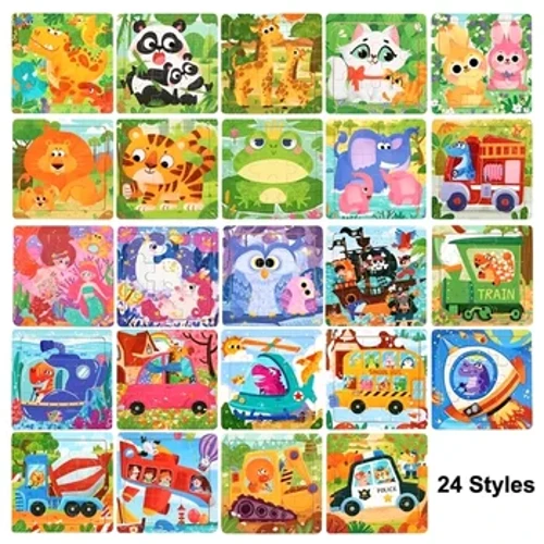 Montessori 3D Puzzle Kayu Mainan untuk Anak Kartun Hewan Kendaraan Kayu Jigsaw Puzzle Mainan Belajar Pendidikan untuk Anak