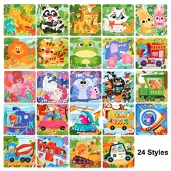 Montessori 3D Puzzle Kayu Mainan untuk Anak Kartun Hewan Kendaraan Kayu Jigsaw Puzzle Mainan Belajar Pendidikan untuk Anak
