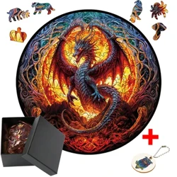Дървен пъзел Fiery Dragon Hell Difficulty Brain Trainer Interactive DIY Gift for Kids Animal Jigsaw Puzzle 3D Wood Puzzle Toy