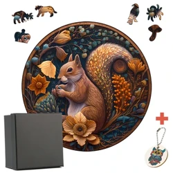 Jedinečné zvieratká Drevené puzzle pre dospelých Deti Drevené puzzle Vzdelávacie hračky Darčeky Drevené Diy Remeslá Veverička Logické hry