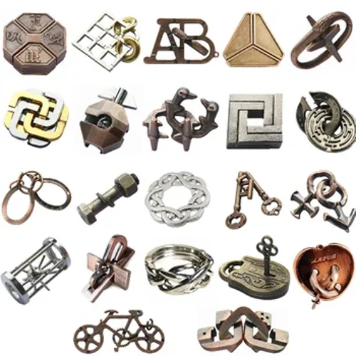 Kunci Teka-teki Klasik IQ Metal Brain Teaser Magic Baffling Puzzles Game Toys Kanggo Anak Dewasa Hadiah Lucu Teka-teki Logam