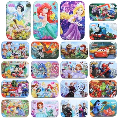 Princezná mrazené puzzle autíčko Snehulienka 60-dielna puzzle hračka Detské drevené puzzle vzdelávacie hračky pre deti