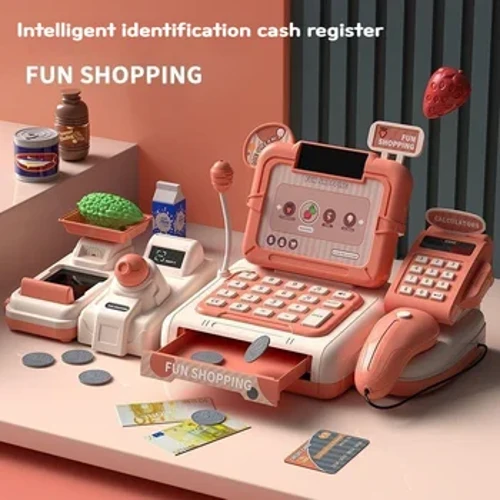 Mga Bagong Bata na Maglaro ng Bahay Laruang Mini Food Simulation Supermarket ay Maaring Mag-scan ng Multi Function Sound Light Cash Register Kids Toys Gift