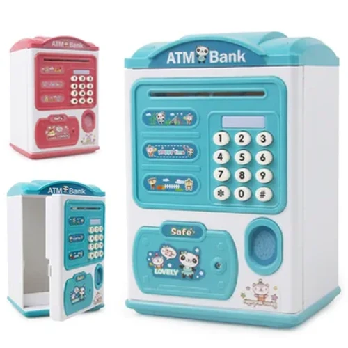 Kahon ng Pera na May Fingerprint Piggy Bank Electronic ATM Savings Box Para sa mga Coins Safe Cash Malaking Coin Bank Password Lock Para sa mga Bata