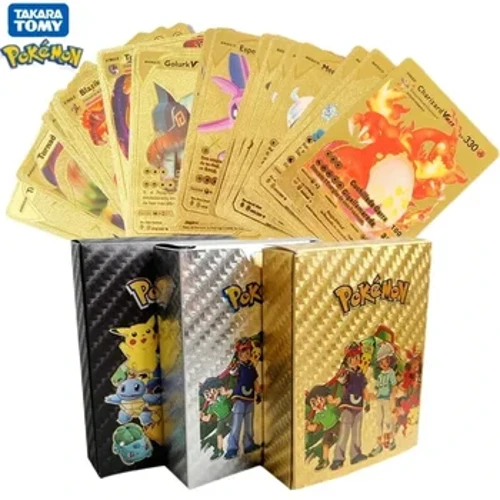 11-110 kosov Pokemon kartice Pikachu Zlata Srebrna Črna Vmax GX Vstar Angleška Španska Francoska Nemška Zbirka Battle Card Igrače Darila