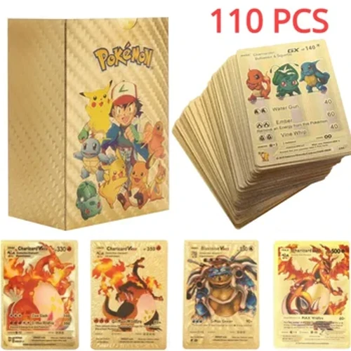 NEWYDD 27-110PCS Cartas Pokémon Aur Cardiau Sbaeneg Saesneg Ffrangeg Almaeneg Ffoil Arian Cardiau Arian Charizard Vmax Gx Cerdyn Casglu Gêm