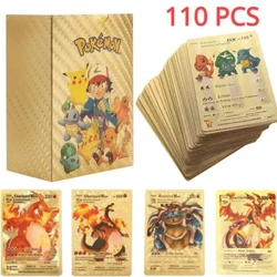 NYE 27-110 STK Cartas Pokemon Gold Cards Spansk Engelsk Fransk Tysk Folie Silve Cards Charizard Vmax Gx Game Collection Card
