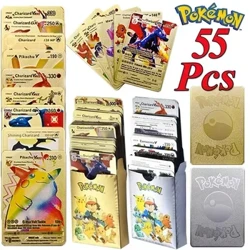 Pokemon Gold Pikachu Cards Box Gold Silver Spanish/English/French/German Card Charizard Vmax Gx Game Battle Collection Card Gift