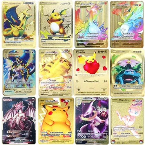 183200 Points HP Charizard Pokemon Raichu Super Golden Metal Super Card English Card Mewtwo Vmax Mega Anime Game Collection Regalo
