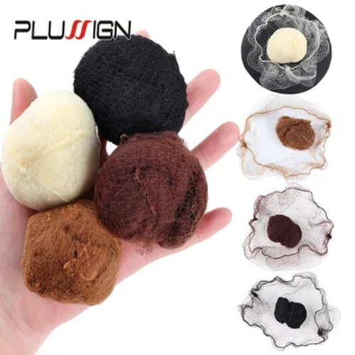 Plussign – filets à cheveux en Nylon, 20 pièces, bord élastique Invisible, maille pour filles et femmes, chignon, filets pour cheveux fins pour tissage de perruque, café noir foncé