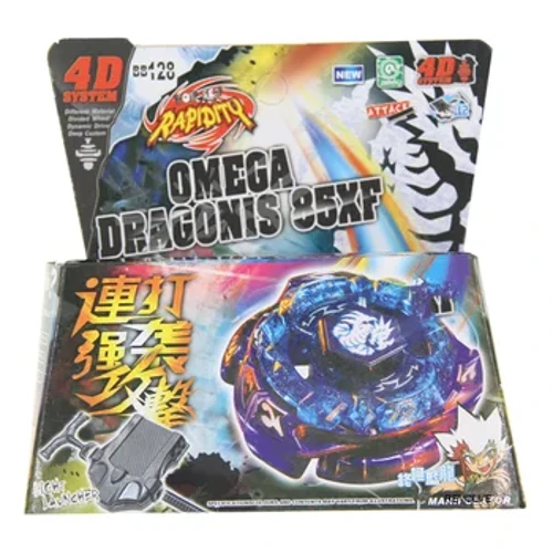B-X TOUPIE BURST BEYBLADE PEONZA Metal Fusion Masters BB128 OMEGA DRAGONIS 85XF Sistema 4D - JUEGO DE INICIO CON LANZADOR