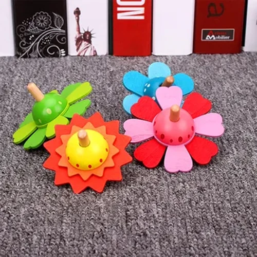 Mainan Kayu Anak-anak Kembang Puter Spinning Top Mainan Klasik Kanggo Bocah-bocah Ngembangake Pendidikan Intelijen Montessori Sensorik Hadiah