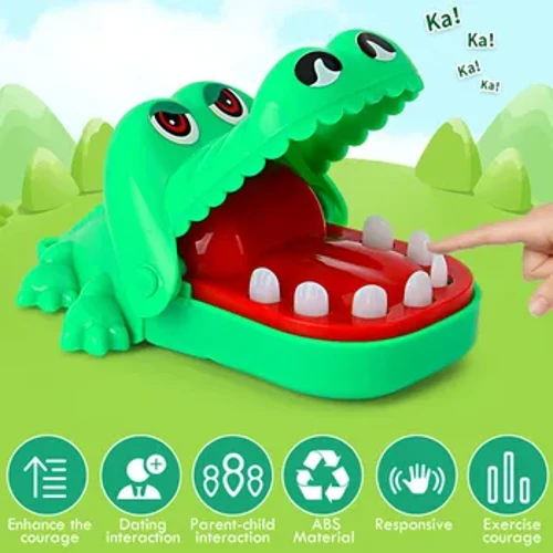 Bromas divertidas, juguete para morder los dientes, juegos de fiesta para morder los dedos, boca de cocodrilo, juguetes para tirar de los dientes, juegos clásicos de cocodrilo para morder la mano