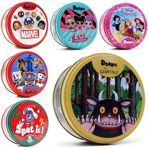 Spot it Dobble Trò Chơi Bài Gruffalo Công Chúa ABC Tiếng Anh Đi Cắm Trại Động Vật Thể Thao Quà Tặng Tiệc Giáng Sinh Họ Chơi Thiếc Box123
