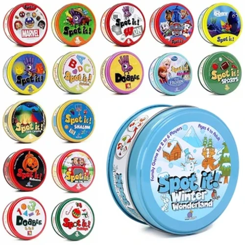 62 Estilo Double juego Card Dobble Card Game Table Board Game para sa Dobbles Kids HP Metal Box Card Matching Toys para sa mga Bata