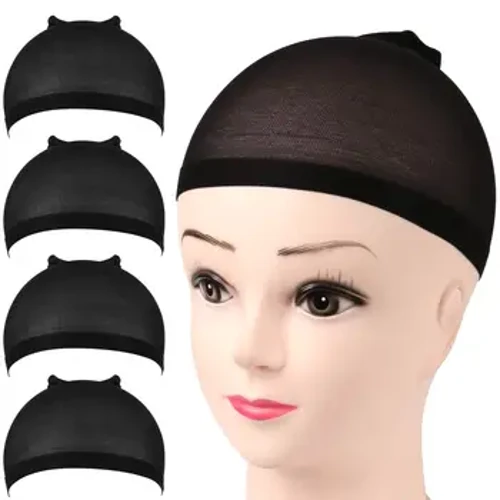 Stockings Wig Cap 4 pcs Mesh Net Wig Caps Weaving Hair Net para sa Wig Close At Fishnet Wig Caps Para sa Babae Itim
