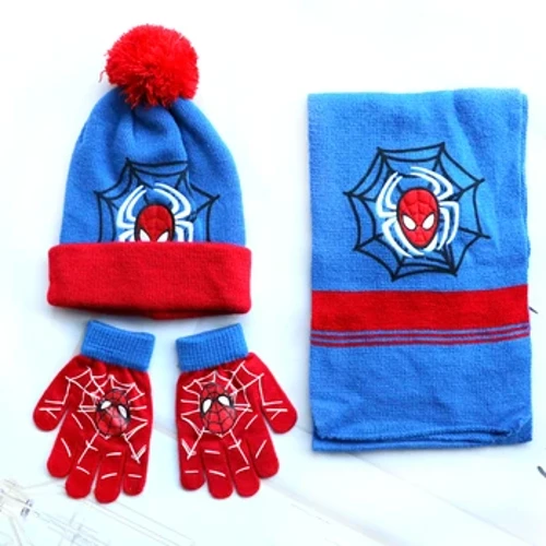 Herbst Winter Kindermütze SpiderMan Klassiker Cartoon Schal Mütze Handschuh Warme Strickmütze Junge Mädchen Mütze Kind Weihnachtsmütze