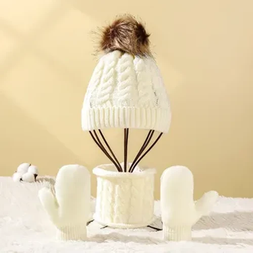 3 pçs/set crianças chapéu de inverno cachecol luvas conjunto criança malha meninas crianças pescoço mais quente meninos luvas quentes