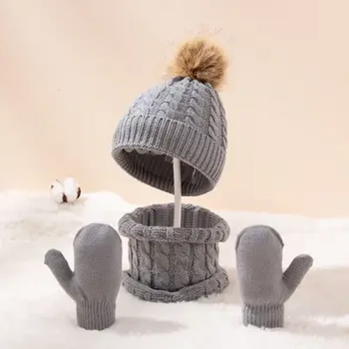 3pcs/set Buachaillí Geimhridh Scarf Mittens Socraigh Lapadán Cniotáilte Cailíní Leanaí Muineál Buachaillí Níos Teo Lámhainní Te 0-36 Mí