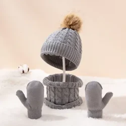 3 Pcs/set Anak Musim Dingin Topi Syal Sarung Tangan Set Balita Rajutan Gadis Anak Leher Hangat Anak Laki-laki Sarung Tangan Hangat 0-36 Bulan