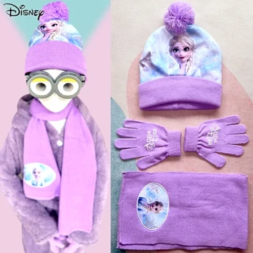Papale no na keiki hou i ka hooilo pumehana Anna Elsa ke Kamāliʻiwahine Cartoon Hat Scarf mīkina lima nīnūnē keiki kāne keiki kamāliʻiwahine papale no nā keiki scarf set