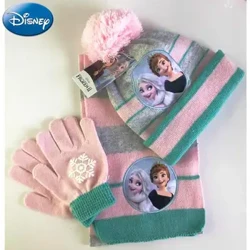 Disney Dondurulmuş Kız Erkek Şapka Elsa Anna Prenses çocuk örgü şapkalar Atkılar Eldiven Takım Elbise Sonbahar Kış sıcak Kapaklar Parti Hediye