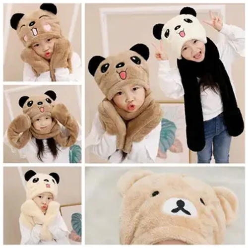La'ei Matagofie Mea'ai Hoodies Mafiafia sikafu Mitten Beanies Matagi sikafu Panda pulou totini lima Seti o le taumalulu.