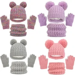 Inverno quente crianças chapéu cachecol luvas conjunto infantil grosso à prova de vento crianças gorro chapéu capa cachecol bebê crianças