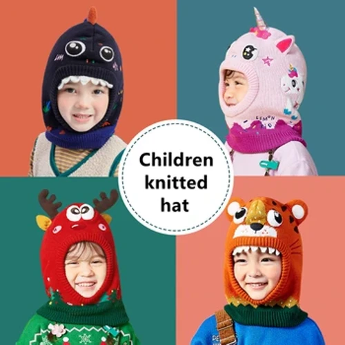 Fa'atama'i pulou sikafu totigilima Seti 3D Dinosaur Unicorn Fa'ata'ita'iga Pepe Teine tama Taumalulu pulou Savili mo tamaiti lalaga mafanafana pulou Beanie.