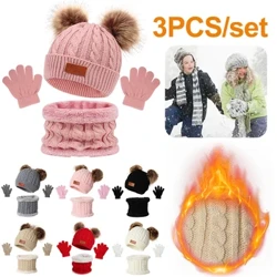 1/2 set Vintermössa för barn Scarf och handskar Set Stickad Ull Barn Varmdräkt Mössor För Pojkar Flickor Hatt Halssjal Babykeps
