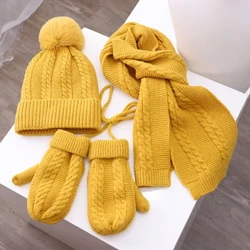 3PCS MIGHT MAT MAT Mũ khăn Găng tay Sắp xếp lớp lót trẻ em Băng cổ Cổ ấm hơn Trẻ em ngoài trời Mũ cho bé gái 1-5Y
