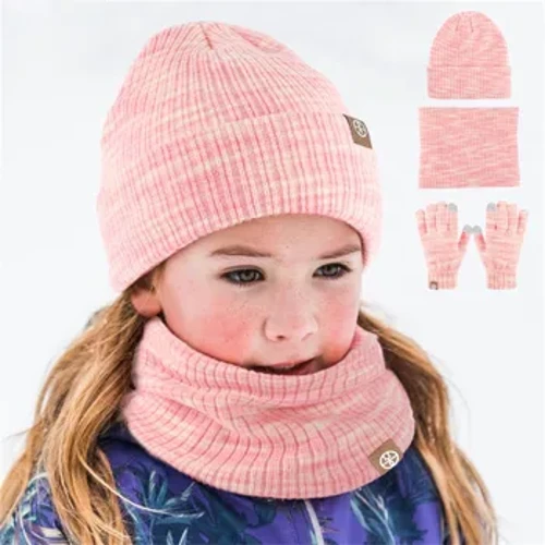 Topi Kanggo Bayi Anak-anak Musim Dingin Topi Sarung Tangan Syal Set Anak Perempuan Anak Laki-laki Balita Anak Topi dengan Pom Knit Neck Warmer Gaiter Mittens