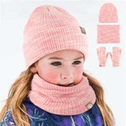 Mũ cho trẻ sơ sinh Trẻ em Mũ mùa đông Găng tay Set Girls Boys Trẻ em Trẻ em Mũ với Pom Knit cổ ấm hơn Gaiter Găng
