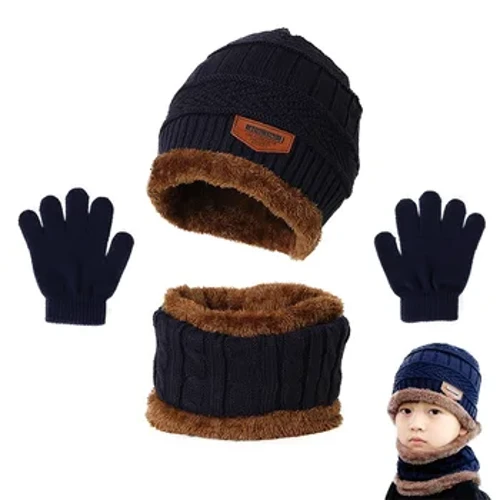Topi Musim Dingin Anak Syal dan Sarung Tangan Set Anak Mewah Topi Anget Bayi Beanies Topi Leher Syal Sarung Tangan Cocok untuk Anak Laki-laki Anak Perempuan Aksesoris