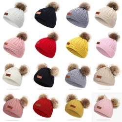 Baby vintermössa Scarfhandskar Set Söt  Utomhus varm plysch bollhatt Scarfhandskar Kostym för flicka Pojke Casual Enfärgad spädbarnsmössa