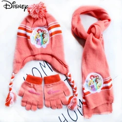 3-8Years Disney Herfst Winter Schattige Kinderen Rapunzel Zeemeermin Cartoon Sjaal Hoed Handschoenen Warmte Jongen Meisje Kind Prinses Baby Hoed