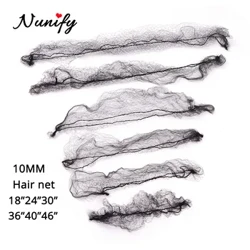 20 unids/lote redes para el cabello Invisible elástico borde malla larga 36 pulgadas negro corto 18 pulgadas peluca redes invisibles suaves líneas elásticas red para el cabello