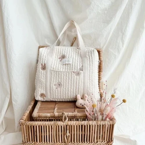 Corée du sud Instagram vent grande capacité maman sac mignon broderie transportant maman sac bébé poussette couche-culotte sac