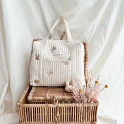 Corée du sud Instagram vent grande capacité maman sac mignon broderie transportant maman sac bébé poussette couche-culotte sac