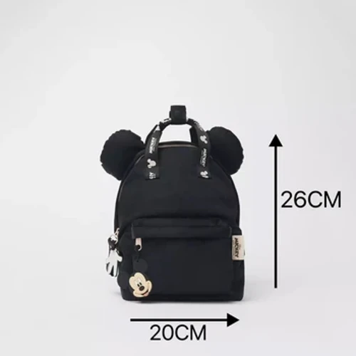 Bag Plant Arddull Newydd Merched Bechgyn Disney Brand Mickey Mouse Backpack Black Nylon Zipper Dwy Ysgwydd Bag Ysgol Waterproof