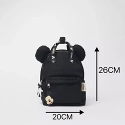 Phong Cách Mới Túi Trẻ Em Bé Gái Bé Trai Thương Hiệu Disney Chuột Mickey Ba Lô Nylon Đen Dây Kéo 2 Vai Chống Thấm Nước Schoolbag