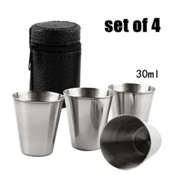 4 kosi/komplet, poliran 30 ml kozarec iz nerjavečega jekla, kozarci za pitje vina z usnjeno prevleko, torba za kuhinjski bar, bar, nova