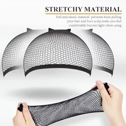4 Pcs ʻeleʻele lauoho no ka wig wig cap mesh ulana wig lauoho upena hana i nā pāpale ʻeleʻele maikaʻi maikaʻi i ulana ʻana i ka lace wig cap lauoho lauoho.